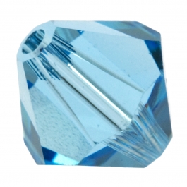 8mm Aquamarine 5301 Bi-Cone Swarovski Crystal Beads - Pack of 6