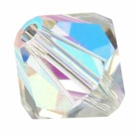 8mm Crystal Aurore Boreale 5301 Bi-Cone Swarovski Crystal Beads - Pack of 6