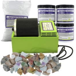 WireJewelry Single Barrel Rotary Rock Tumbler Deluxe Kit, Includes 3 Pounds of Rough Madagascar Stone Mix and 5 Batches of 4 Step Abrasive Grit and Polish