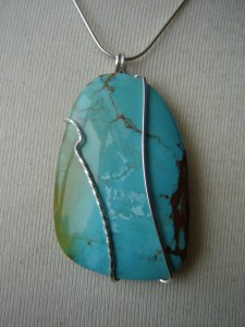 Judy Ellis's Gem Profile- Turquoise - , General Education, , Turquoise and Sterling Silver wire pendant