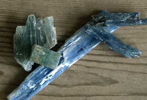 Dale Armstrong's Gem Profile- Ruby Fuchsite - , General Education, , Blades of Kyanite in their natural colors of green and blue.