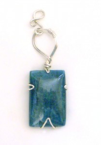 Judy Ellis's Gem Profile- Apatite - , General Education, , Wire wrappped 30x20mm apatite cabochon in sterling silver wire.