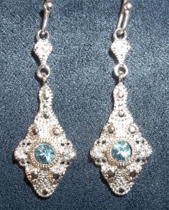 Judy Ellis's Gem Profile- Zircon and Cubic Zirconia - , General Education, , Blue and White Zircon stones in cast earrings.