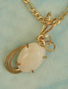 Dale Armstrong's Gem Profile- White Precious Opal - , General Education, , Precious opal cabochon wire wrapped Pendant