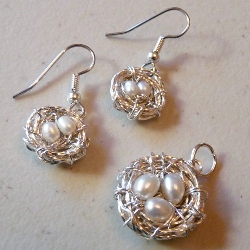 Rhonda Chase's Bird's Nest Pendant and Matching Earrings - , Classic Wire Jewelry, Wire Wrapping, Wrapping, Wire Wrapping Jewelry, 