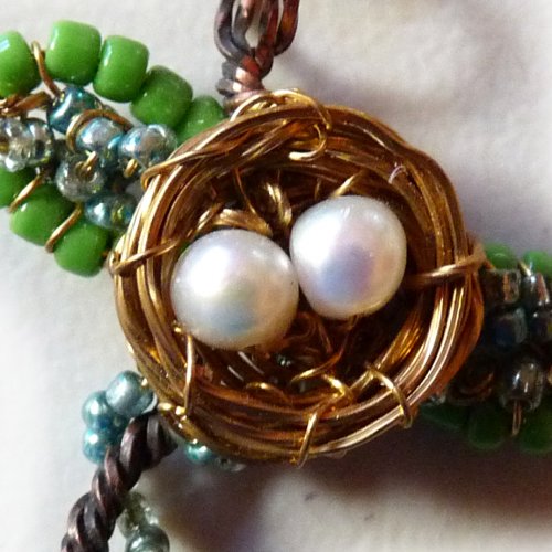 Rhonda Chase's Bird's Nest Pendant and Matching Earrings - , Classic Wire Jewelry, Wire Wrapping, Wrapping, Wire Wrapping Jewelry, 