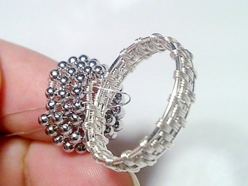 delilah's Beaded Bezel Wire Ring - , Wire Weaving, Spirals, Wire Spiral, Spiral Wire Wrap, Weaving, Wire Weaving, Weaving Wire, 