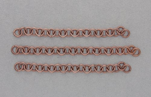 Kylie Jones's Copper Braided Chain Maille Bracelet - , Chain Maille Jewelry, Making Chain, Chain Making , Oxidizing Wire, Oxidizing, Antiquing Wire, Antiquing, Make three links with 1-in-1 chain