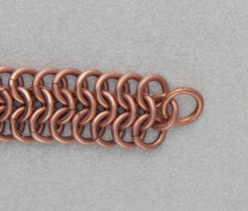 Kylie Jones's Copper Braided Chain Maille Bracelet - , Chain Maille Jewelry, Making Chain, Chain Making , Oxidizing Wire, Oxidizing, Antiquing Wire, Antiquing, Add a larger jump ring.