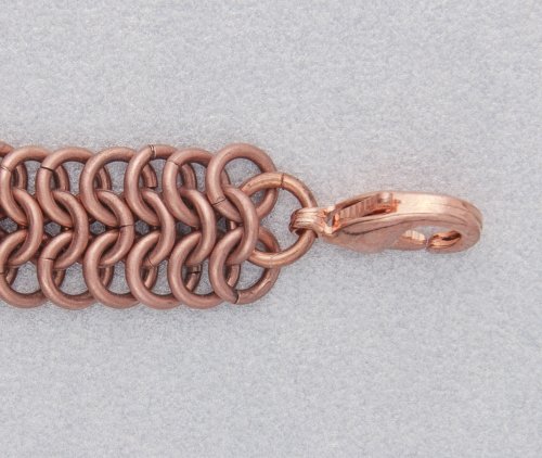 Kylie Jones's Copper Braided Chain Maille Bracelet - , Chain Maille Jewelry, Making Chain, Chain Making , Oxidizing Wire, Oxidizing, Antiquing Wire, Antiquing, Add the clasp.