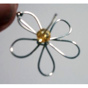 Jill Gentry's Crazy Daisy Earrings - , Contemporary Wire Jewelry, Wire Wrapping, Wrapping, Wire Wrapping Jewelry, Adding a rondelle bead and using chain nose pliers to shape a tiny loop.