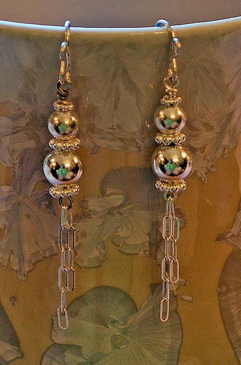 Mint Spring's Ball and Chain Earrings - , Contemporary Wire Jewelry, Wire Wrapping, Wrapping, Wire Wrapping Jewelry, Finished pieces.