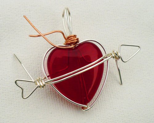 Marty Blu's My Valentine Heart Pendant - , Contemporary Wire Jewelry, Wire Wrapping, Wrapping, Wire Wrapping Jewelry, Finishing the piece and trimming the wire.