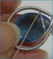 Judy Larson's Beaded Briolette Pendant - , Wire Weaving, Wire Wrapping, Wrapping, Wire Wrapping Jewelry, Weaving, Wire Weaving, Weaving Wire, Wrapping each side one more time and trimming the wires around the frame.