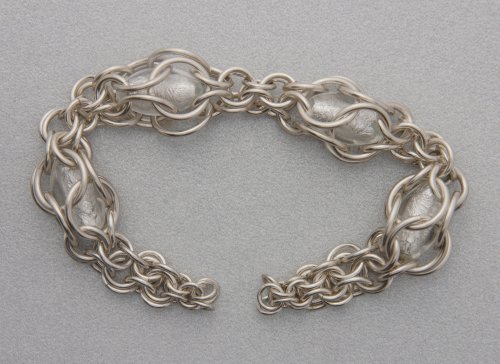 Kylie Jones's Venetian Glass Chain Maille Bracelet - , Chain Maille Jewelry, Making Chain, Chain Making , add 3 rows of 3.2mm jump rings