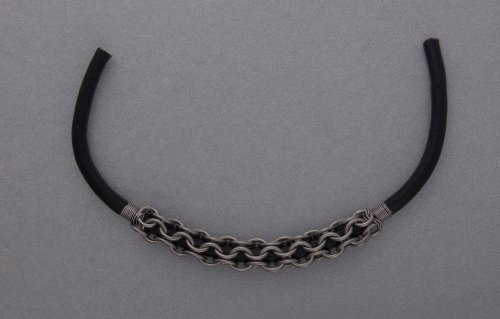 Kylie Jones's Leather and Chain Maille Bracelet - , Chain Maille Jewelry, Making Chain, Chain Making , attach the other end of the chain maille with wire