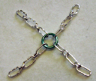 Dale Armstrong's Chained Fluorite Pendulum - , Contemporary Wire Jewelry, Wire Wrapping, Wrapping, Wire Wrapping Jewelry, Add chain to jump ring.