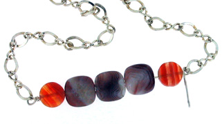 Dale Armstrong's Easy Agate Anklet - , Contemporary Wire Jewelry, Loops, Wire Loop, Wrapped Wire Loop, Adding loop to the opposite end of the bead combination.