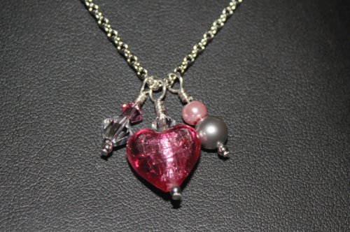 Layna Palmer's First Valentine Together Necklace - , Contemporary Wire Jewelry, Wire Wrapping, Wrapping, Wire Wrapping Jewelry, Use headpins to create charms.