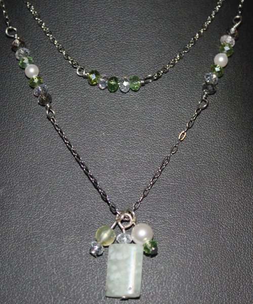 Layna Palmer's First Valentine Together Necklace - , Contemporary Wire Jewelry, Wire Wrapping, Wrapping, Wire Wrapping Jewelry, Green variation.