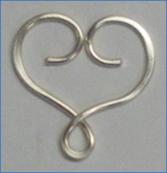 Judy Larson's Heart Earrings with Drops - , Contemporary Wire Jewelry, Loops, Wire Loop, Wrapped Wire Loop, Wire Wrapping, Wrapping, Wire Wrapping Jewelry, Make a curl in each partial loop.