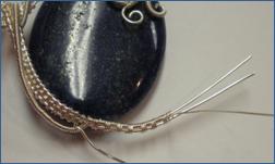 Judy Larson's Pearl of the Sea Woven Pendant - , Wire Weaving, Coiling, Coiling Wire, Wire Coiling, Lashing, Wire Lashing, Wire Wrapping, Wrapping, Wire Wrapping Jewelry, Weaving, Wire Weaving, Weaving Wire, 3 and 3 wraps.