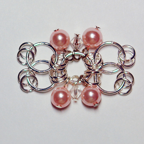 Olena Bugrimenko's Sweet Peach Chainmaille Bracelet - , Chain Maille Jewelry, Loops, Wire Loop, Wrapped Wire Loop, Larger chain maille cluster