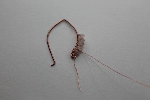 Abby Hook's Embellished Artisan Ear Wires - Bring the wire back, Findings & Components, Toggles & Clasps, Earwire & Headpin, Lashing, Wire Lashing, Findings, Clasps, Components, bring the wire back between the 5th and 4th beads