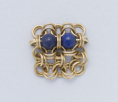 Kylie Jones's Lapis and Brass Chain Maille Diamond Earrings - , Chain Maille Jewelry, Making Chain, Chain Making , make a loop on the other end of the wire