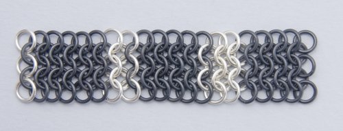 Kylie Jones's Black Niobium and Sterling Chain Maille Bracelet - , Chain Maille Jewelry, Making Chain, Chain Making , add more rows of black jump rings