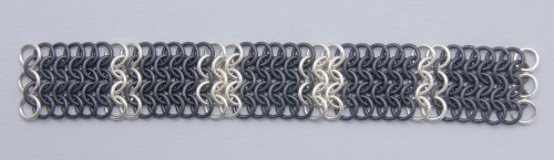 Kylie Jones's Black Niobium and Sterling Chain Maille Bracelet - , Chain Maille Jewelry, Making Chain, Chain Making , add another block of jump rings