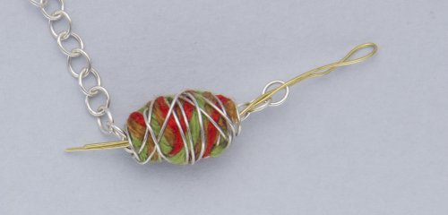 Kylie Jones's Vibrant Wrapped Cotton Earrings  - , Contemporary Wire Jewelry, Wire Wrapping, Wrapping, Wire Wrapping Jewelry, pull the chain through the bead