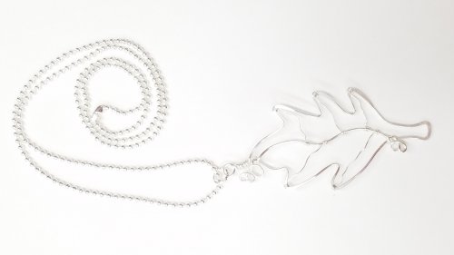 Kimberly Newman's Silver Lined Leaf Pendant - , Contemporary Wire Jewelry, Lashing, Wire Lashing, Loops, Wire Loop, Wrapped Wire Loop, Spirals, Wire Spiral, Spiral Wire Wrap, add a chain