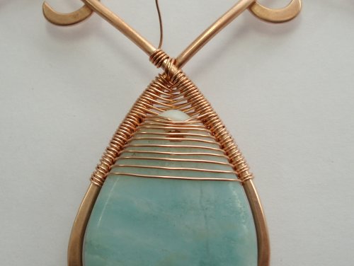 Abby Hook's Mermaid's Teardrop Necklace - Secure the Weaving, Contemporary Wire Jewelry, Making Chain, Chain Making , Lashing, Wire Lashing, Loops, Wire Loop, Wrapped Wire Loop, Wire Wrapping, Wrapping, Wire Wrapping Jewelry, weave