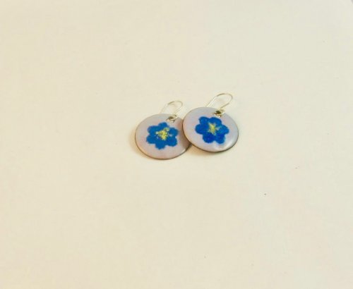 Karen Meador, Ph.D.'s Torch Enameled Stencil Earrings - , Enameling, Enamel Jewelry Supplies, Enamel, Enameling, Enameled Jewelry, stencil enameled earrings