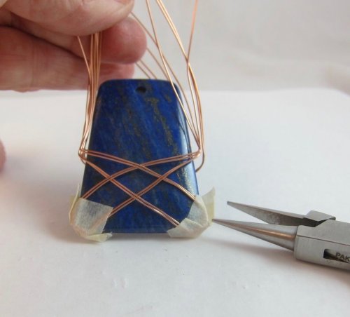 Karen Meador, Ph.D.'s Criss Cross Wire Wrap - , Classic Wire Jewelry, Lashing, Wire Lashing, Loops, Wire Loop, Wrapped Wire Loop, gather the wires and bind