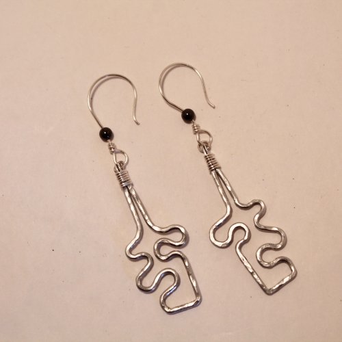 Judy Freyer Thompson's Jigsaw Puzzle Earrings - , Contemporary Wire Jewelry, Forging, Forging Jewelry, Jewelry Forging, Texturing, Wire Wrapping, Wrapping, Wire Wrapping Jewelry, attach ear wires