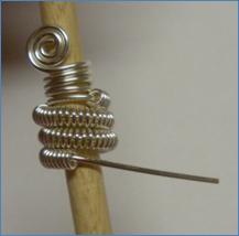 Judy Larson's Coiled End Caps - , Findings & Components, Toggles & Clasps, Earwire & Headpin, Coiling, Coiling Wire, Wire Coiling, Findings, Clasps, Components, Spirals, Wire Spiral, Spiral Wire Wrap, Coiled end cap on mandrel