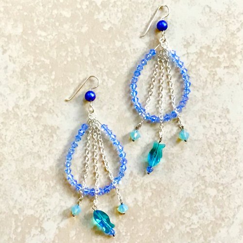 Kristal Wick's Finny Fun Earrings - , Contemporary Wire Jewelry, Loops, Wire Loop, Wrapped Wire Loop, finny fun earrings