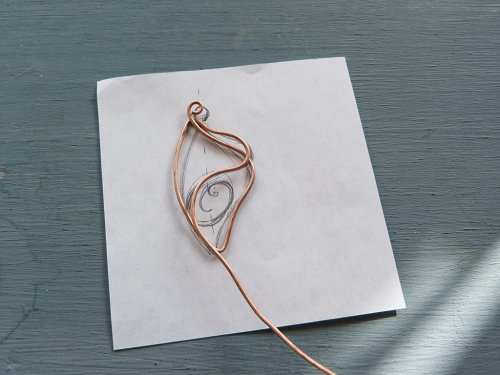 Oksana Truhan's Butterfly Wing Copper Pendant - , Contemporary Wire Jewelry, Forging, Forging Jewelry, Jewelry Forging, Weaving, Wire Weaving, Weaving Wire, butterfly wing pendant