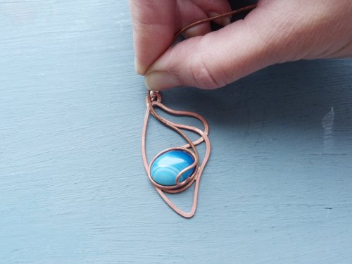 Oksana Truhan's Butterfly Wing Copper Pendant - , Contemporary Wire Jewelry, Forging, Forging Jewelry, Jewelry Forging, Weaving, Wire Weaving, Weaving Wire, butterfly wing pendant