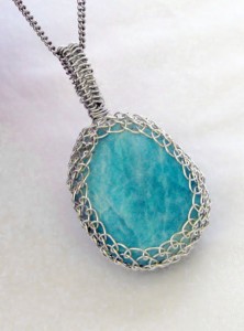 Dale Armstrong's Wrapping Cabochons - , Wire Jewelry Design, Wire Wrapping, Wrapping, Wire Wrapping Jewelry, Weaving, Wire Weaving, Weaving Wire, Design, , Amazonite pendant 