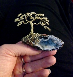 Judy Ellis's Planting Trees - , Contemporary Wire Jewelry, Wire Wrapping, Wrapping, Wire Wrapping Jewelry, Weaving, Wire Weaving, Weaving Wire, , Wire wrapped tree on geode