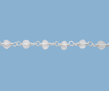 Sterling Silver Chain with Clear Quartz 3 - 4mm - 5 Feet