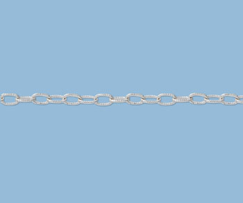 Sterling Silver Corrugated Oval Cable Chain 6x3.7mm - 10 Feet