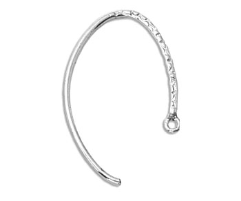 Sterling Silver Earwires Textured 26mm - Pack of 2