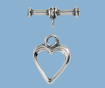 Sterling Silver Toggle Clasp Heart 10.75x11.5mm - Pack of 1