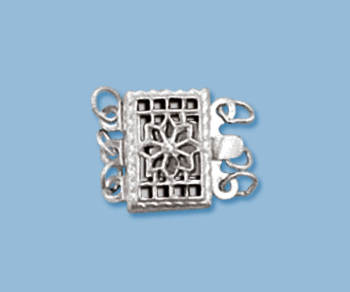 Sterling Silver Clasp Filigree Box 3 Strand 11.5x10.5mm - Pack of 1