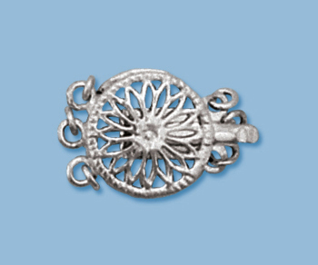 Sterling Silver Clasp Filigree Round 3 Strand 11.85mm - Pack of 1