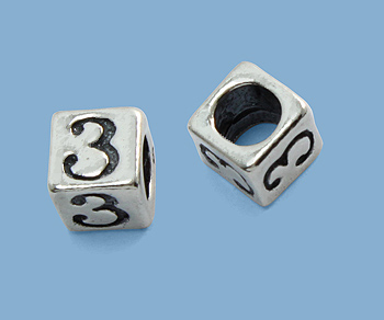 Sterling Silver Number Bead - #3 - 5mm - Pack of 1